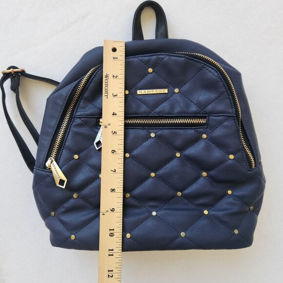 Rampage Navy Quilted Studded Faux Leather Mini Backpack Y2K Retro Cute Glam - Picture 9 of 9